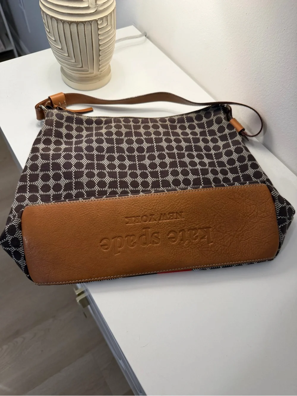 Kate Spade New York Classic Noel Shoulder Bag | Brown Red Stripe | Vintage
